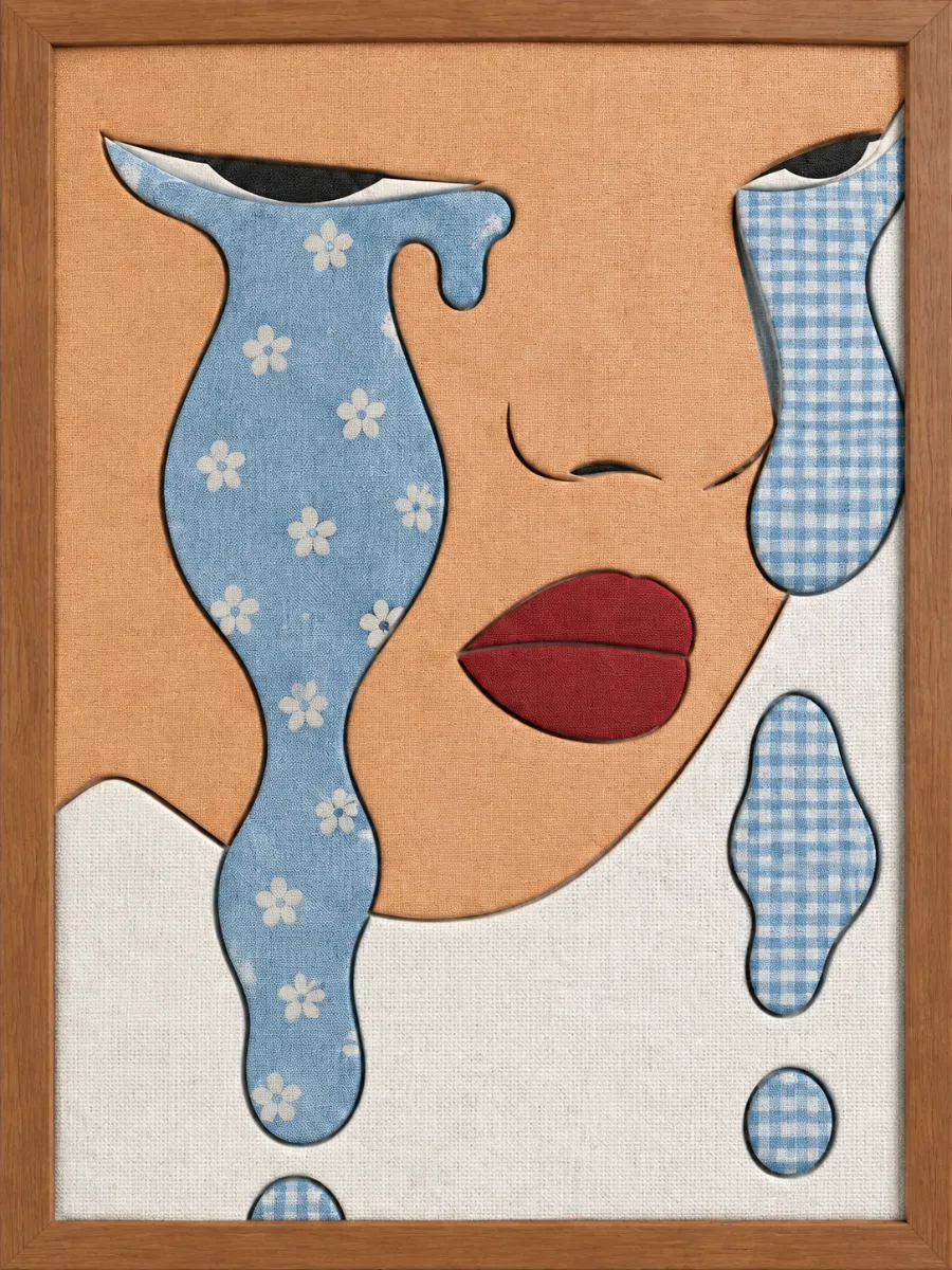 Crying Face with Blue Tears — Kinusaiga fabric art design preview