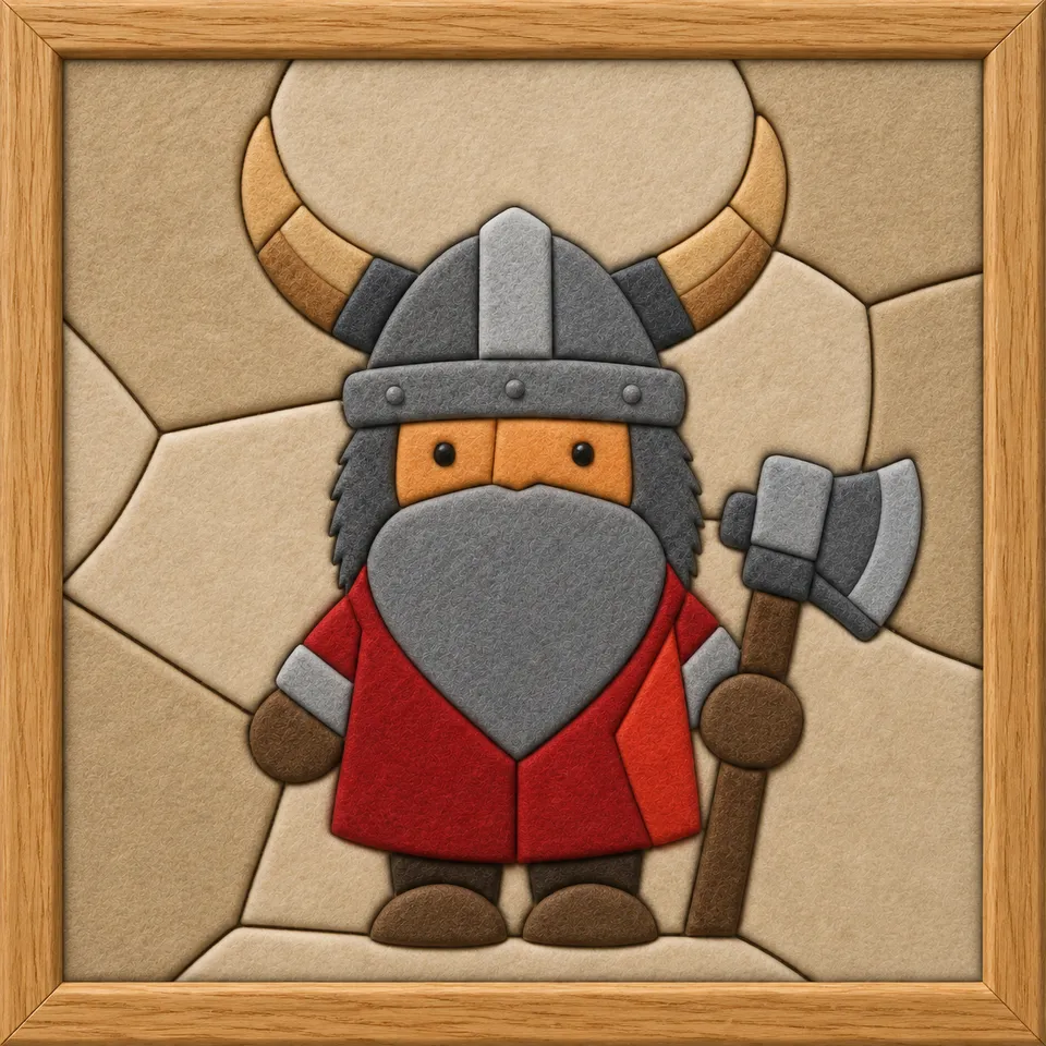 Viking Warrior with Axe — Kinusaiga fabric art design preview