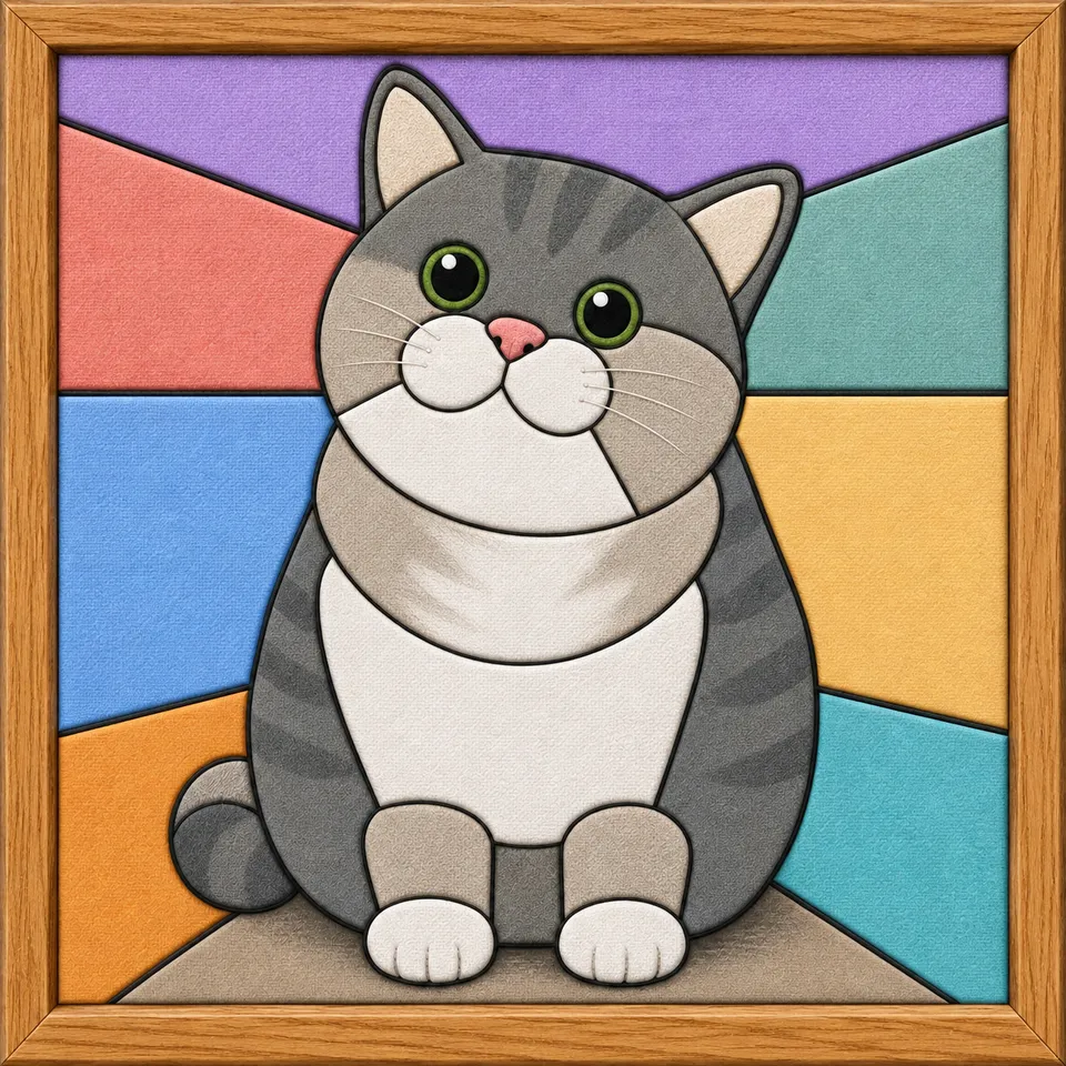 Gray and White Cat — Kinusaiga fabric art design preview