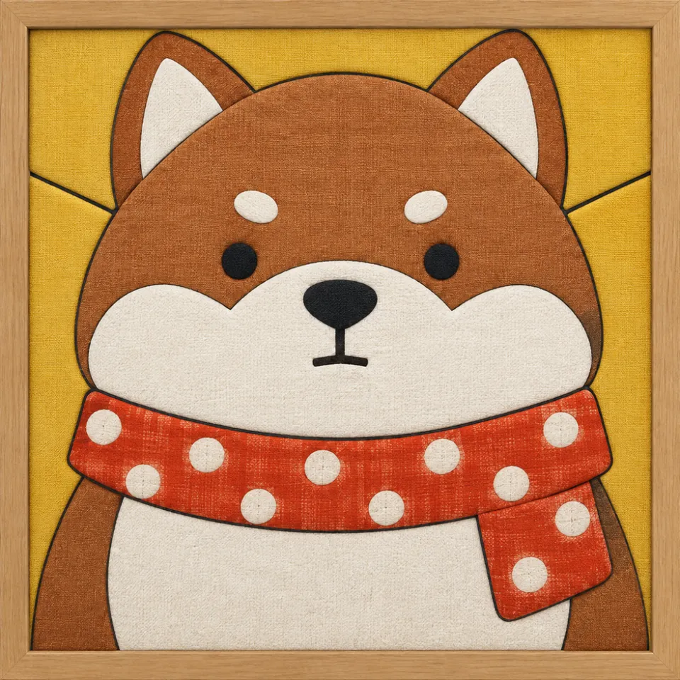 Shiba Inu With Scarf — Kinusaiga fabric art design preview