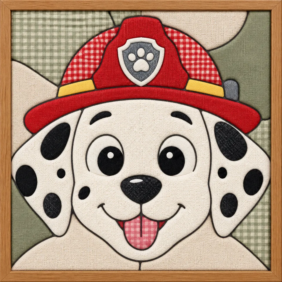 Dalmatian in Firefighter Hat — Kinusaiga fabric art design preview