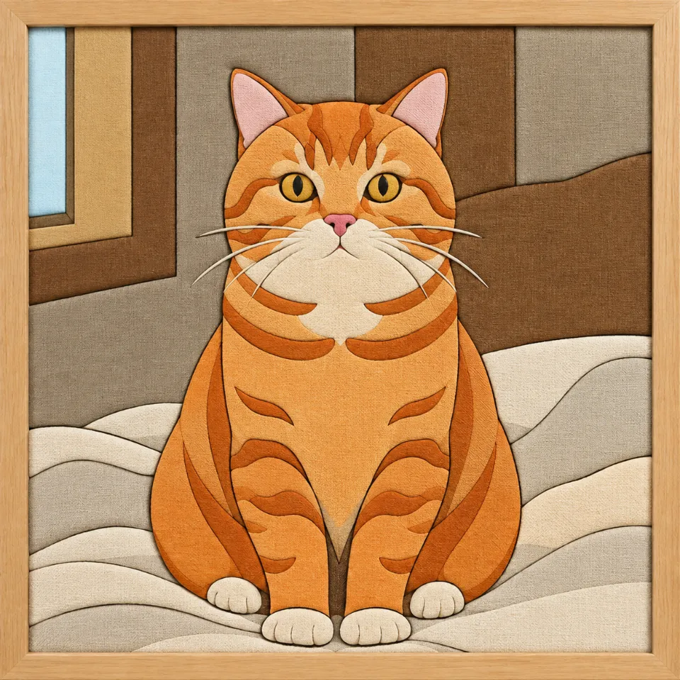 Orange Tabby Cat — Kinusaiga fabric art design preview