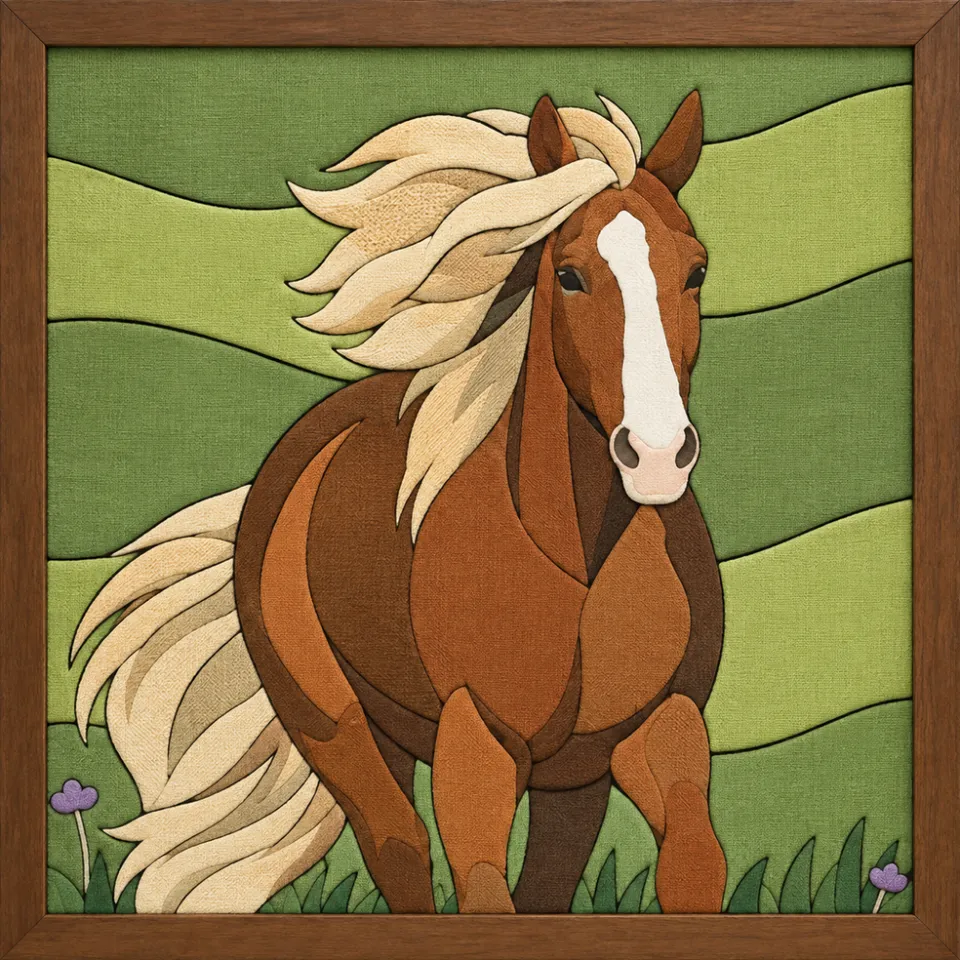 Brown Horse Running — Kinusaiga fabric art design preview