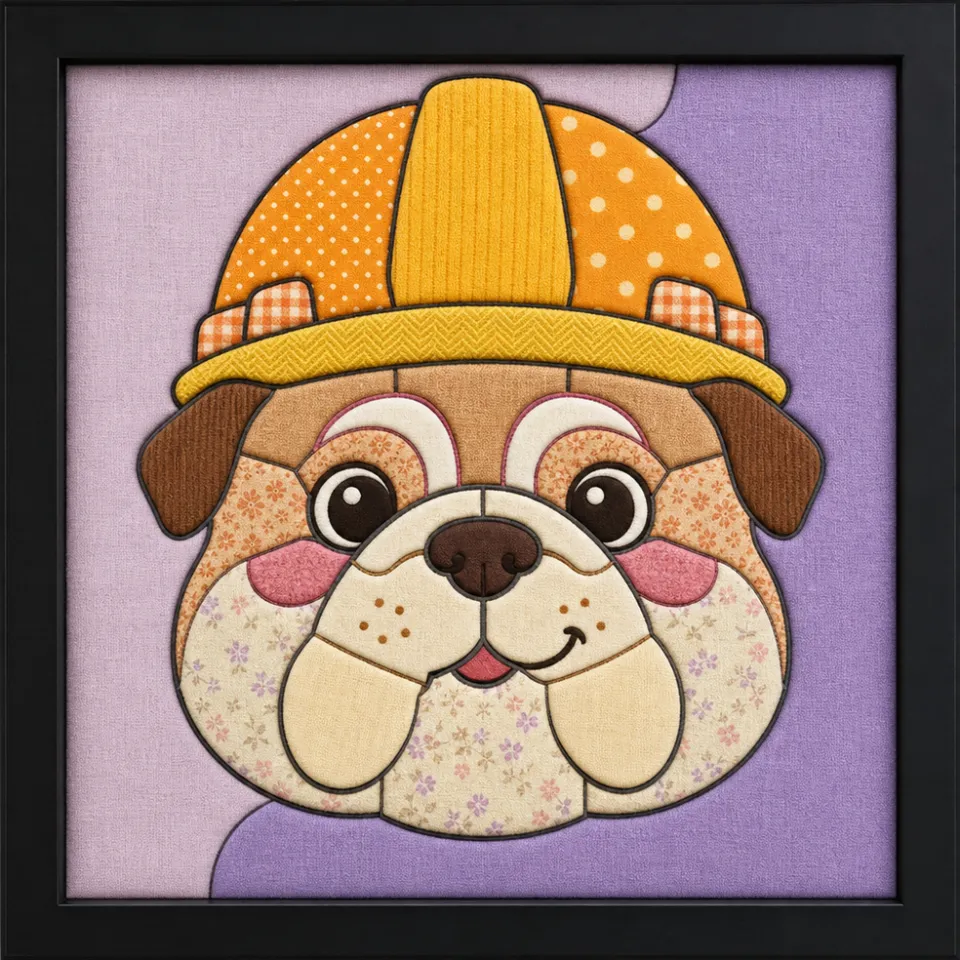 Puppy Wearing Yellow Hat — Kinusaiga fabric art design preview