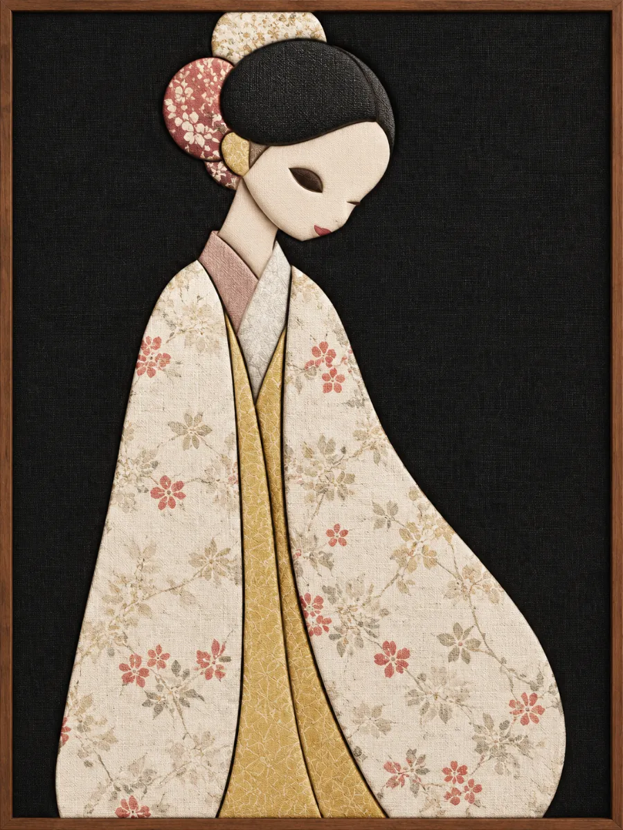 Woman in Traditional Hanbok — Kinusaiga fabric art design preview