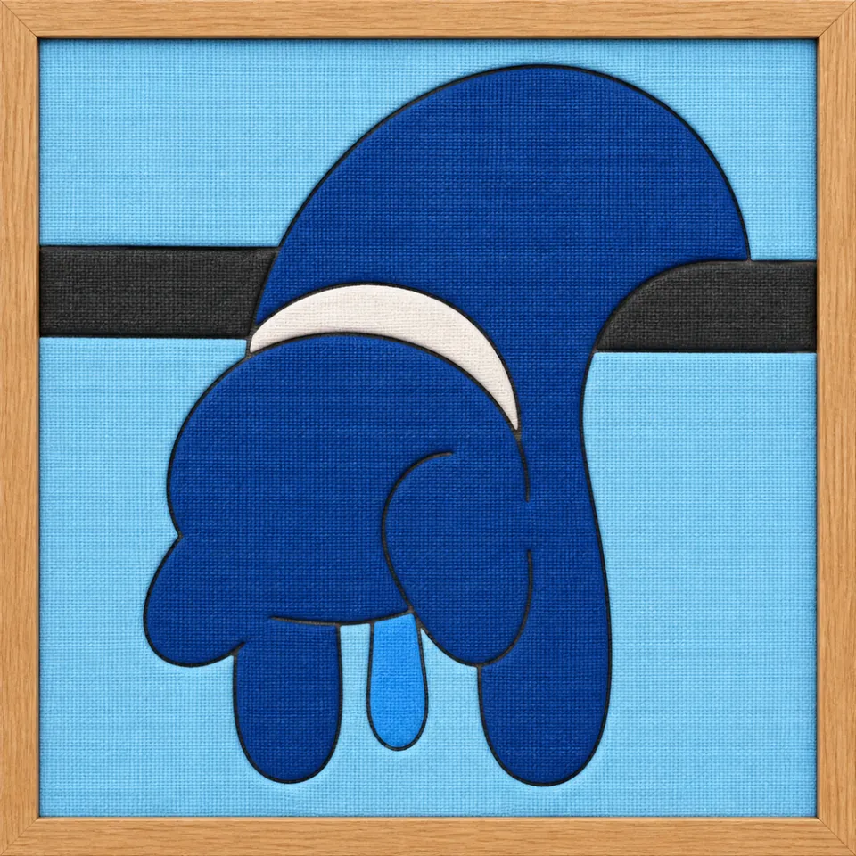 Blue Elephant in Water — Kinusaiga fabric art design preview