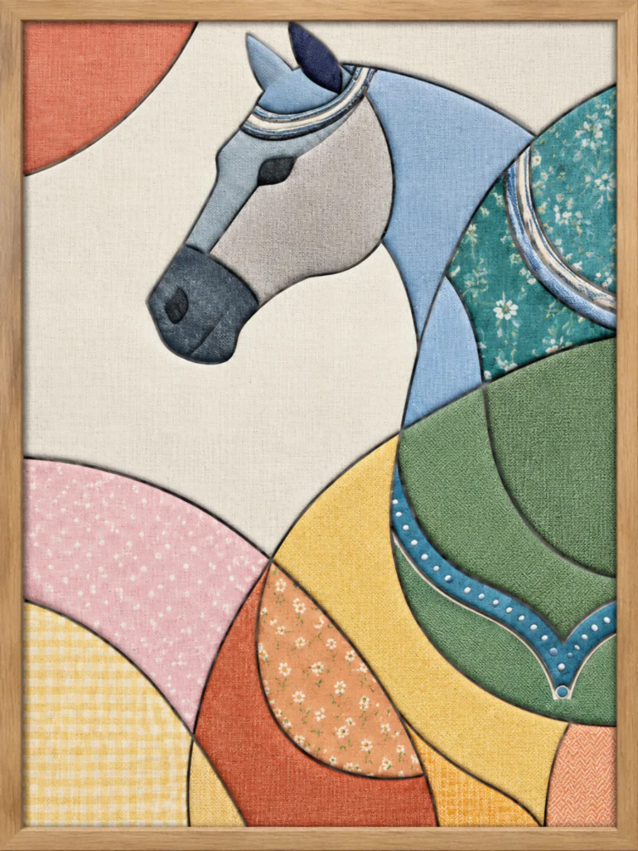 White Horse Head — Kinusaiga fabric art design preview