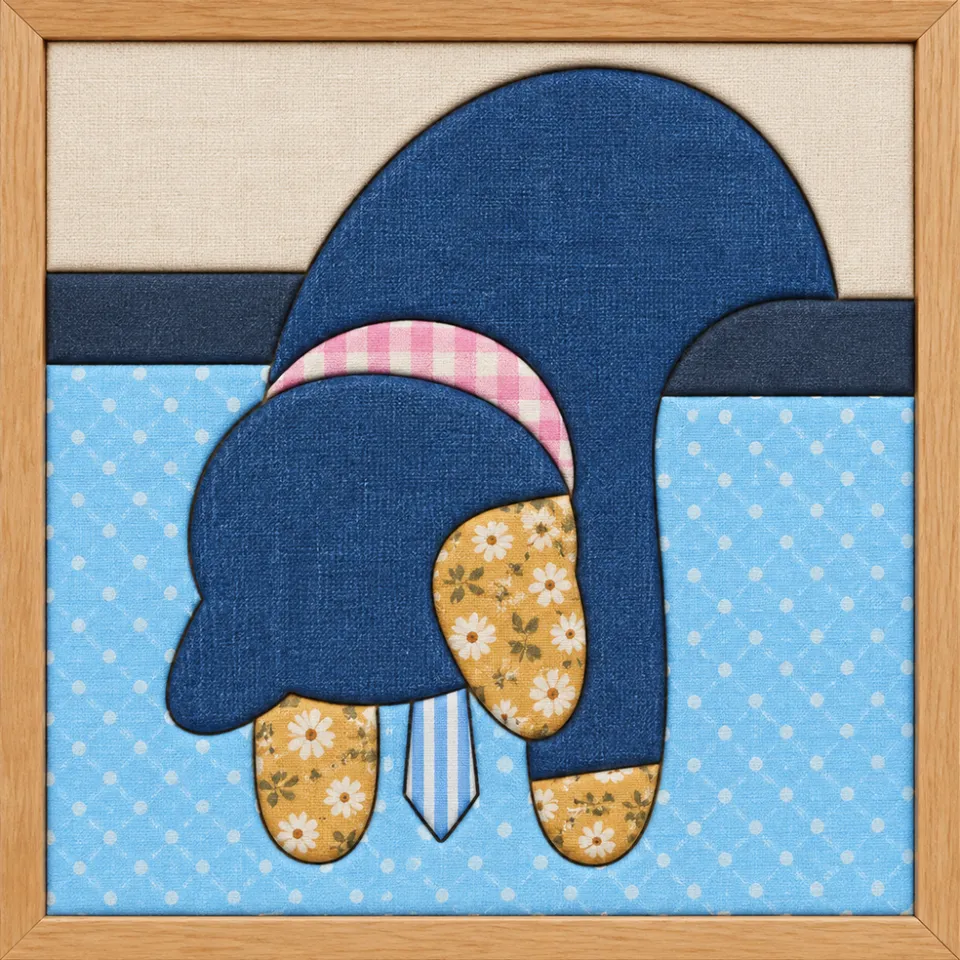 Blue Elephant in Water — Kinusaiga fabric art design preview