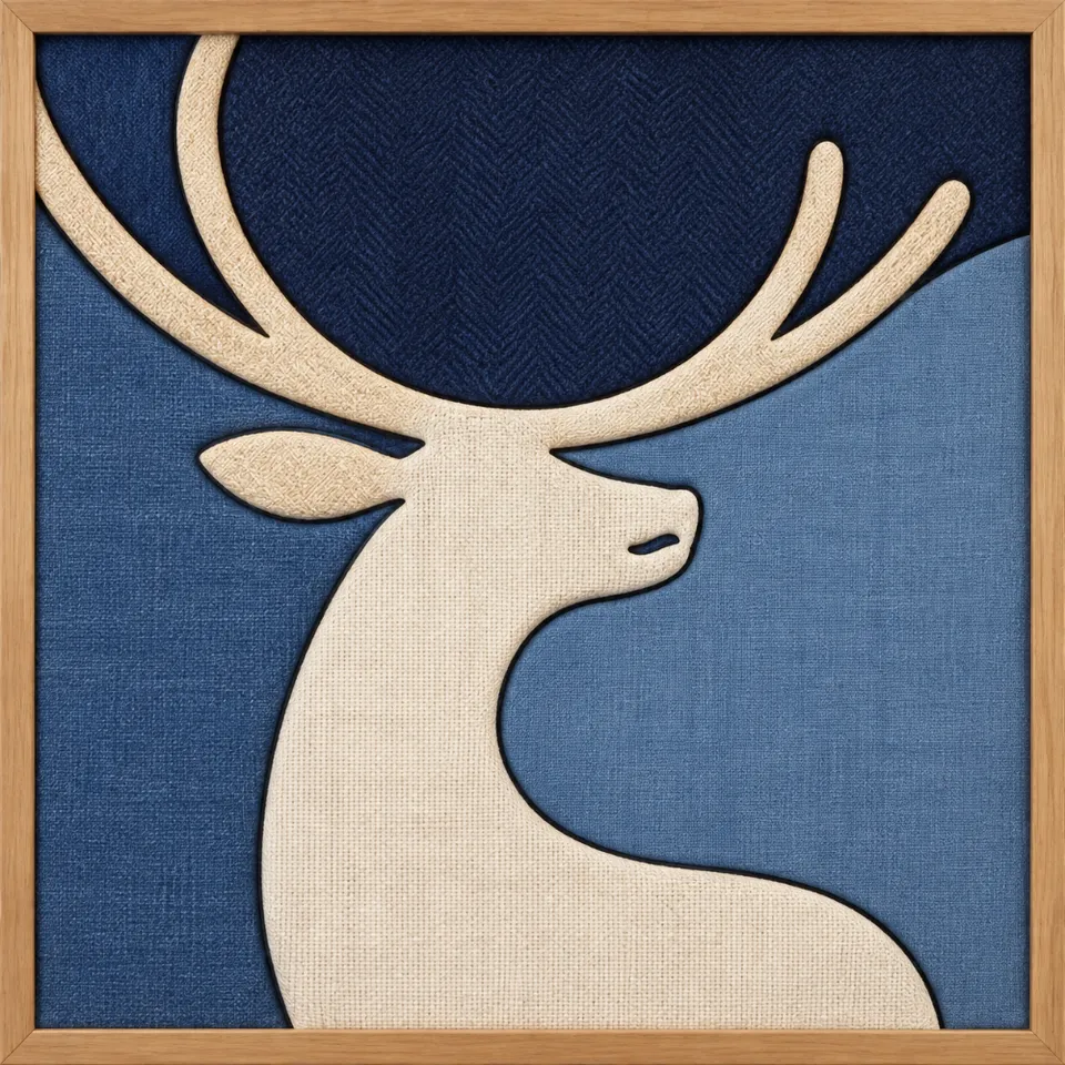 Deer with Antlers — Kinusaiga fabric art design preview