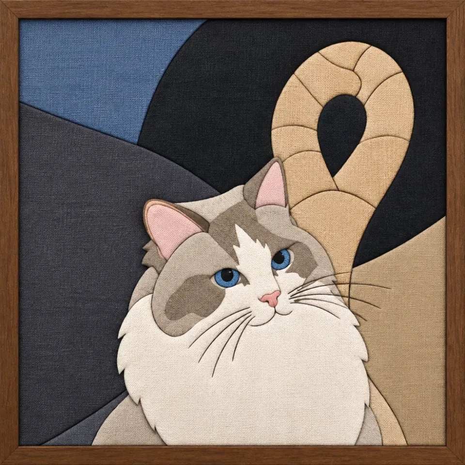 Blue Eyed Cat — Kinusaiga fabric art design preview