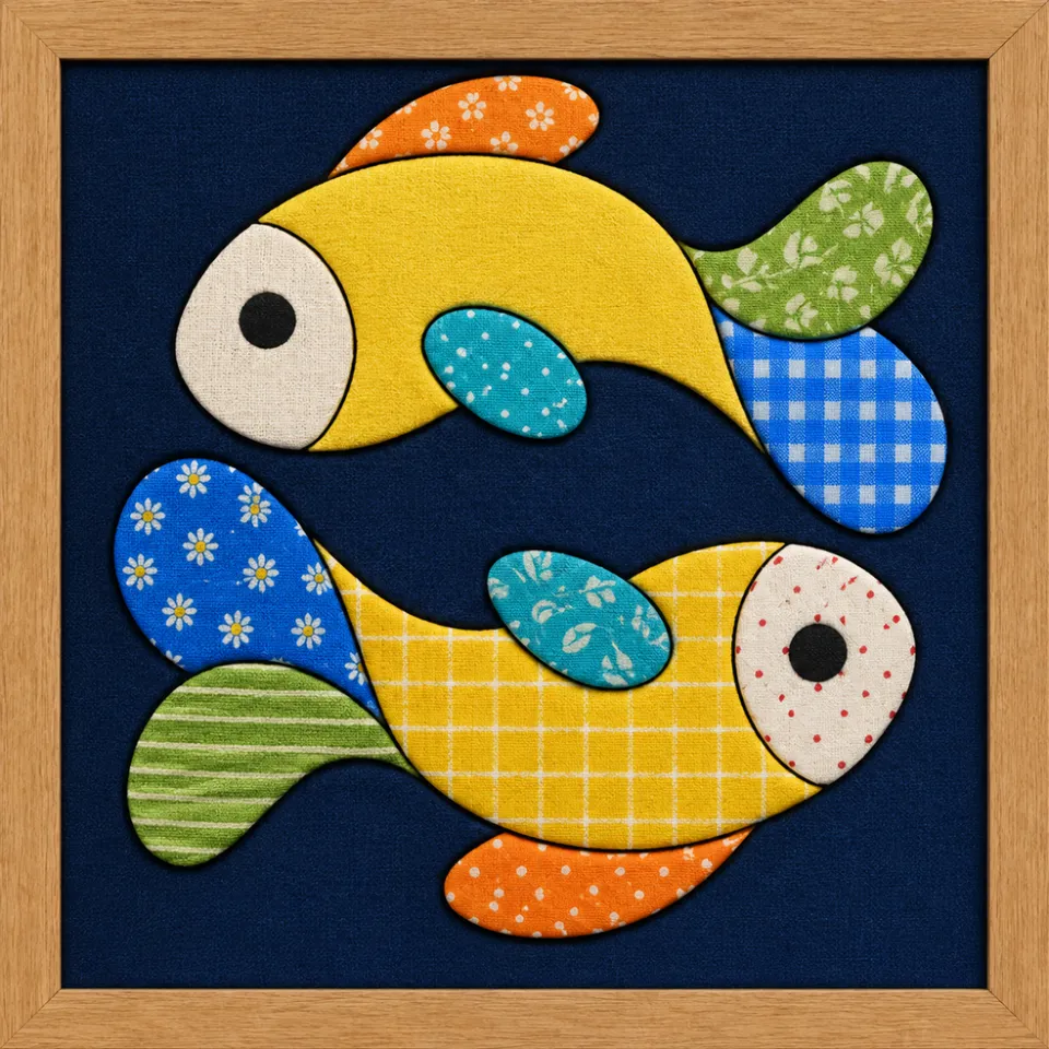 Two Colorful Fish — Kinusaiga fabric art design preview