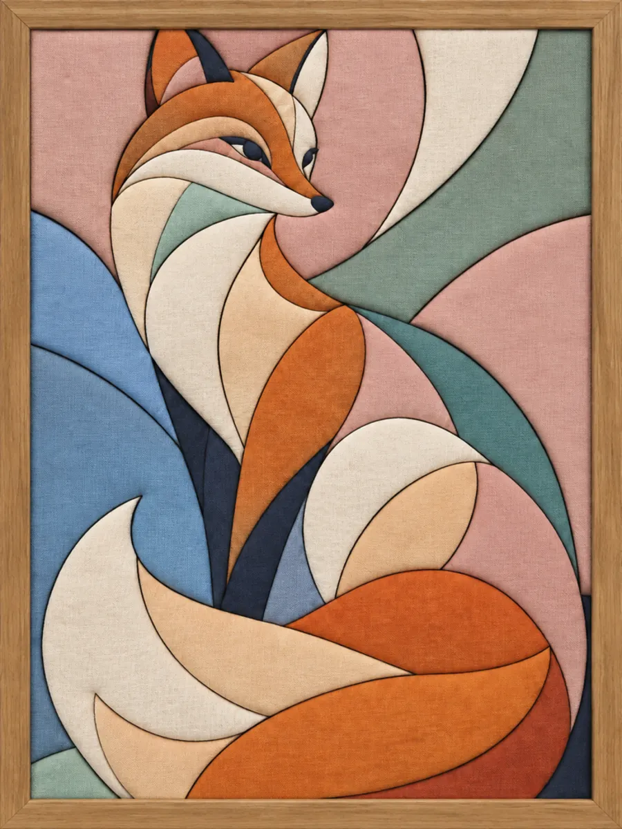 Sitting Fox — Kinusaiga fabric art design preview
