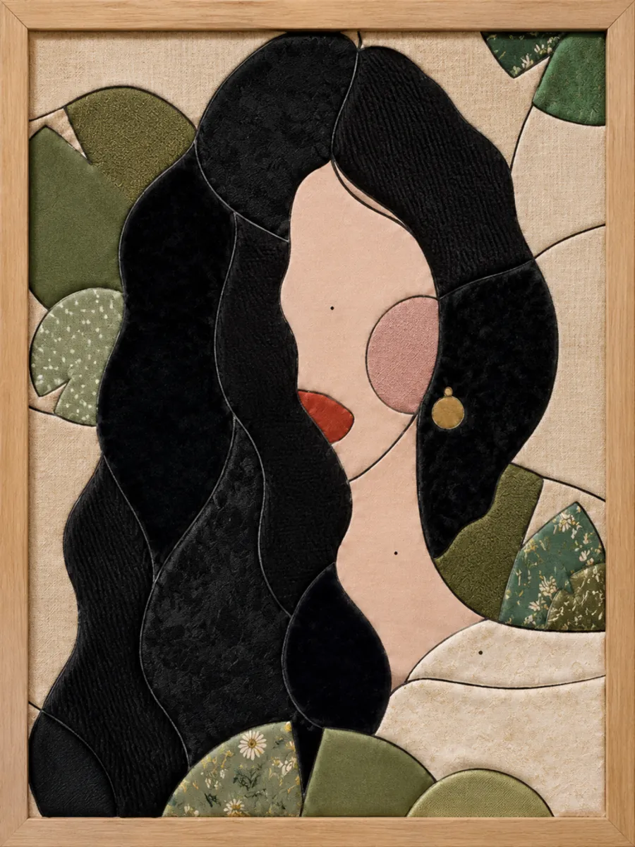 Woman With Long Black Hair — Kinusaiga fabric art design preview