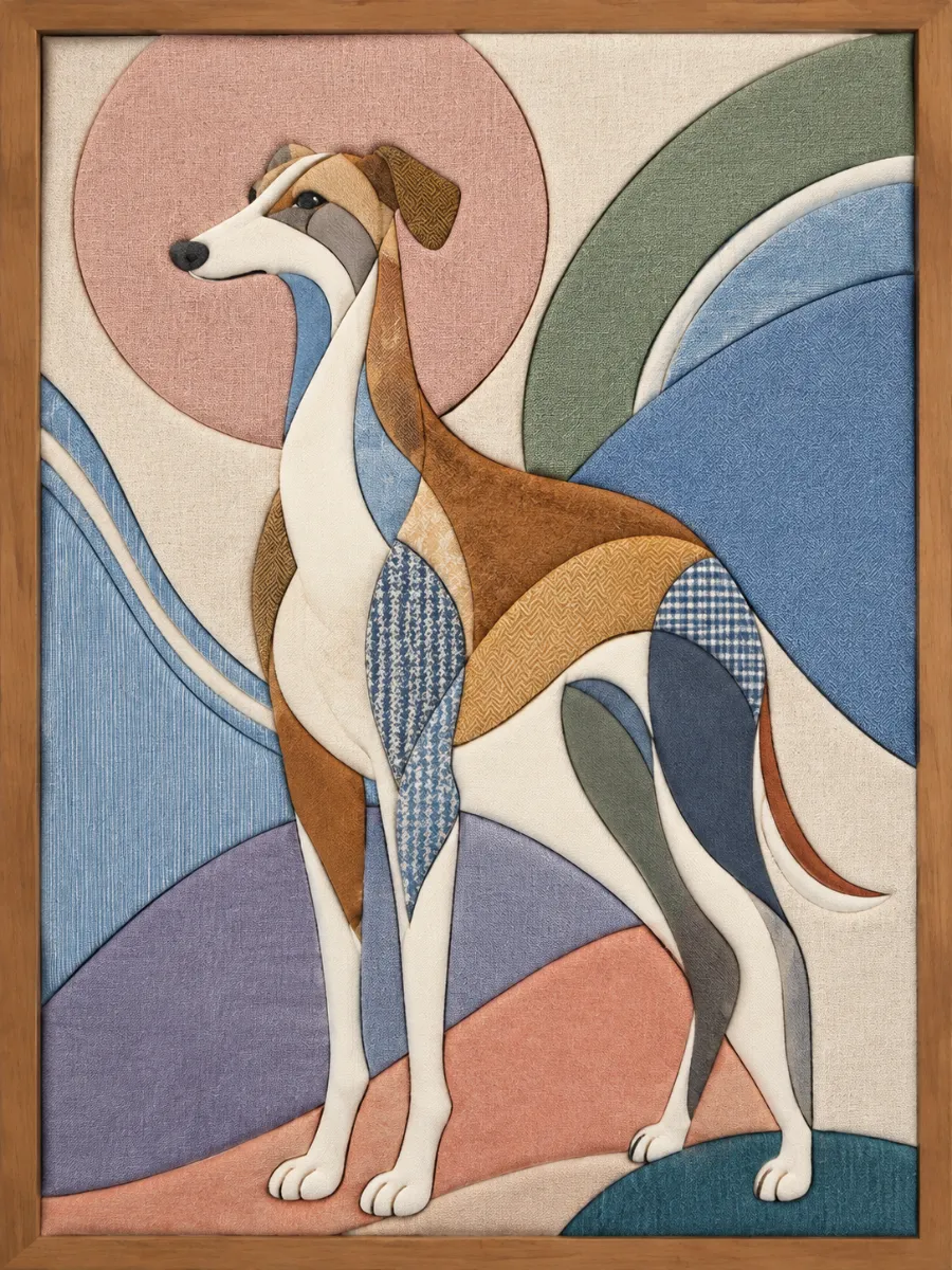 Standing Greyhound — Kinusaiga fabric art design preview
