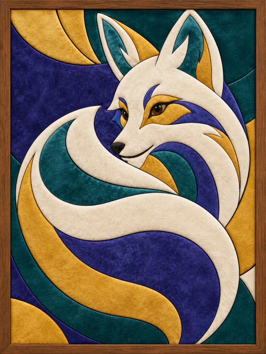 White Fox — Kinusaiga fabric art design preview