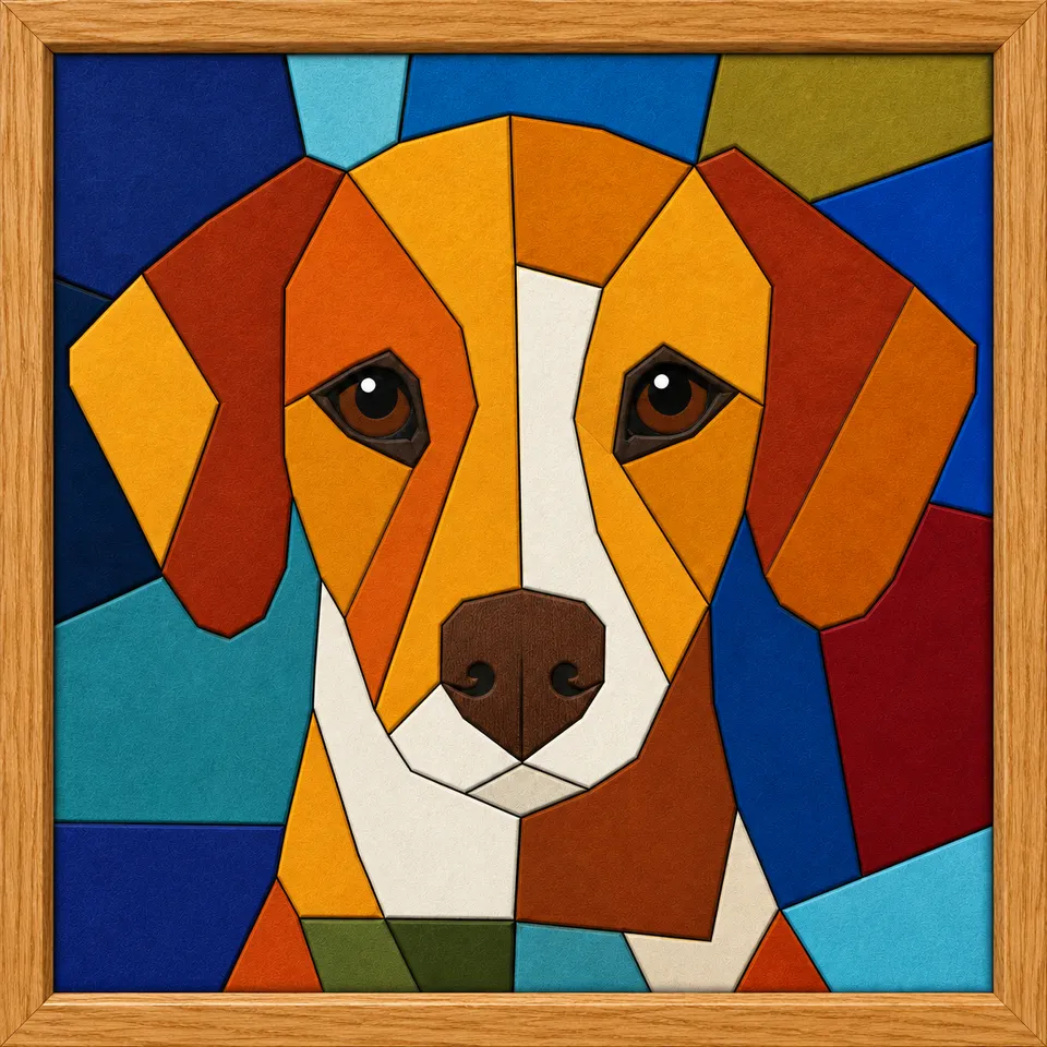 Geometric Dog — Kinusaiga fabric art design preview