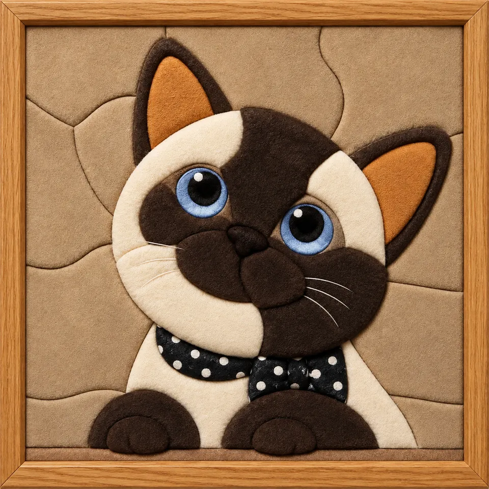 Siamese Cat with Black Collar — Kinusaiga fabric art design preview