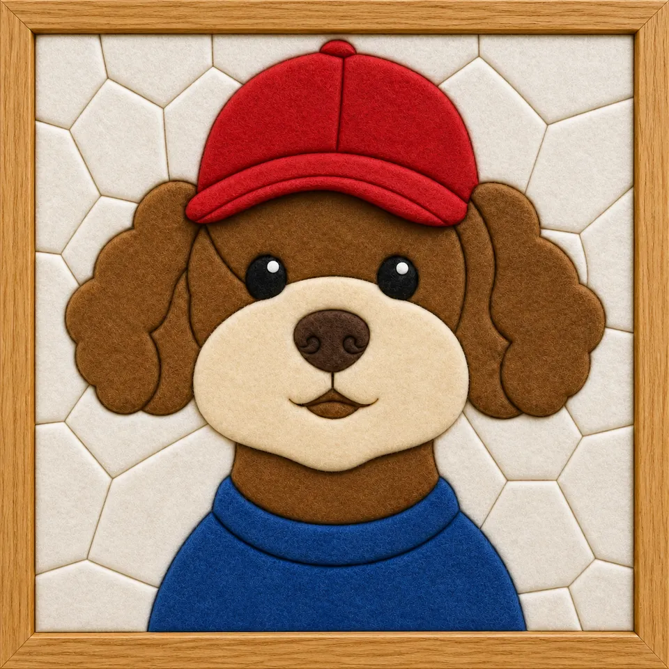 Red Cap Dog — Kinusaiga fabric art design preview