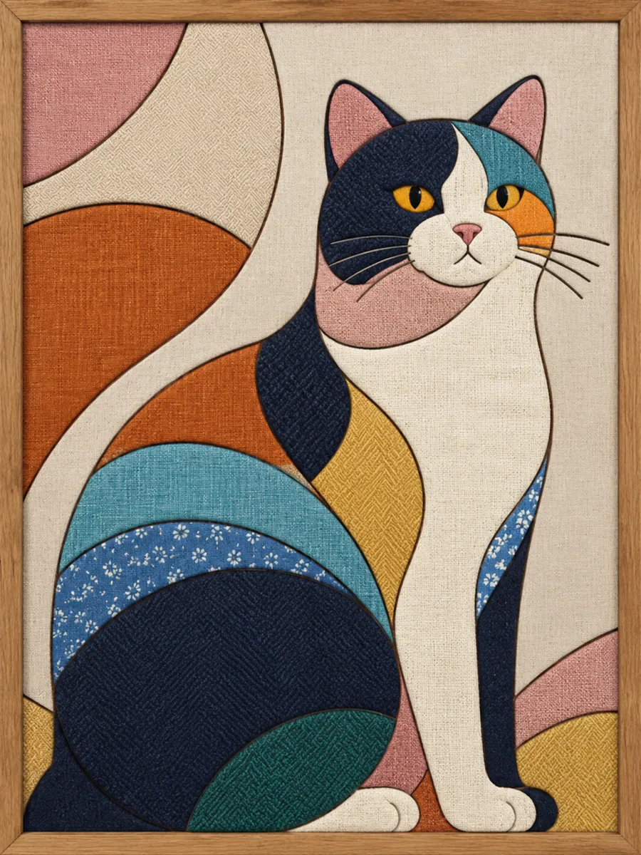 Calico Cat — Kinusaiga fabric art design preview