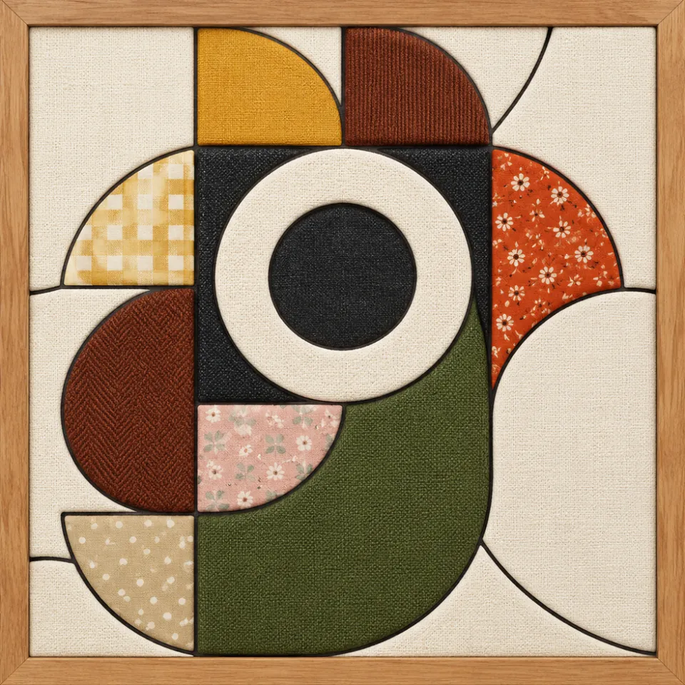Colorful Abstract Bird Face — Kinusaiga fabric art design preview