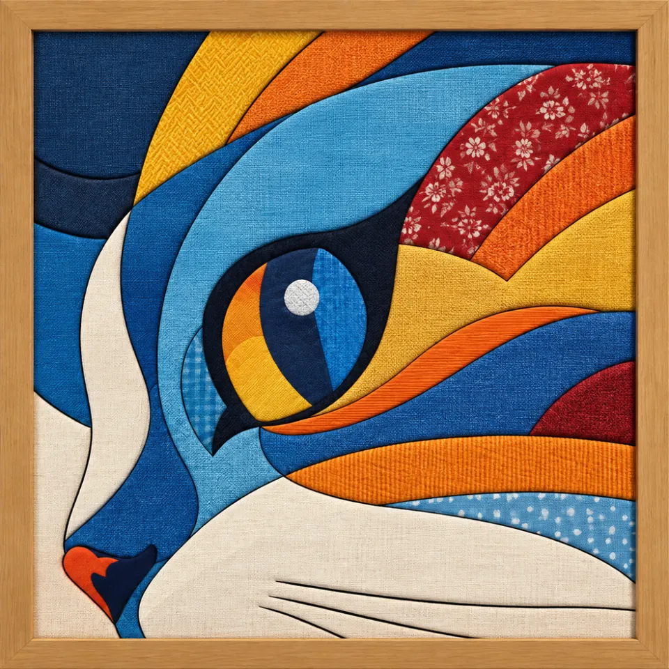 Cat Portrait — Kinusaiga fabric art design preview