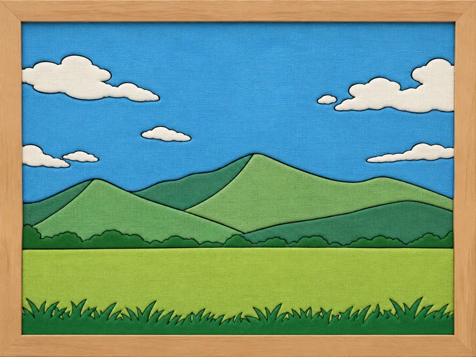 Landscape Composition — Kinusaiga fabric art design preview