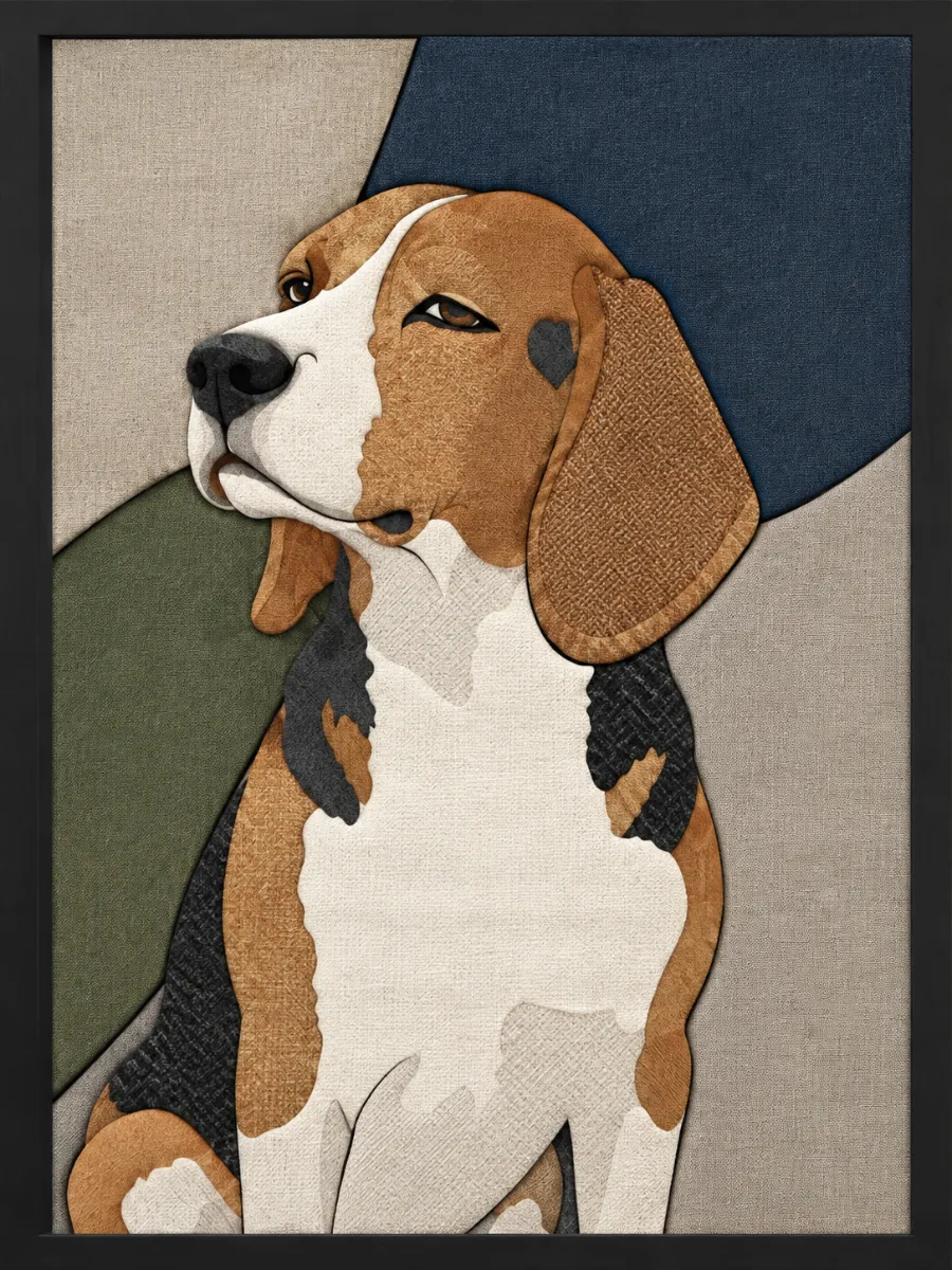 Beagle Dog Portrait — Kinusaiga fabric art design preview