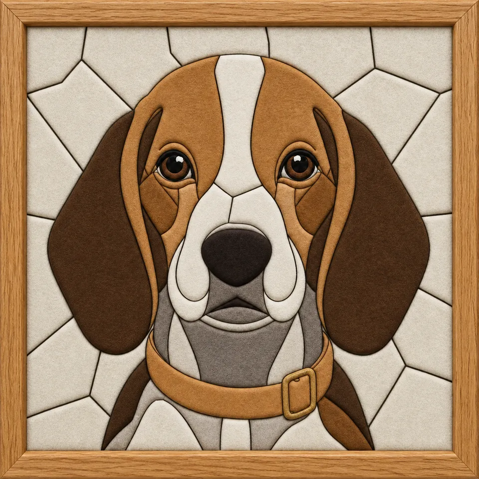 Beagle Dog Portrait — Kinusaiga fabric art design preview