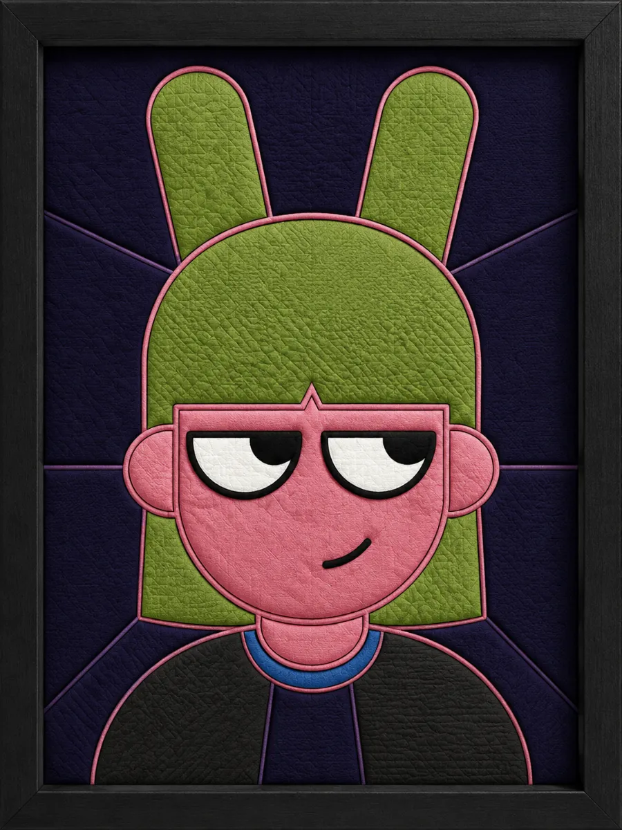 Green Bunny Character — Kinusaiga fabric art design preview